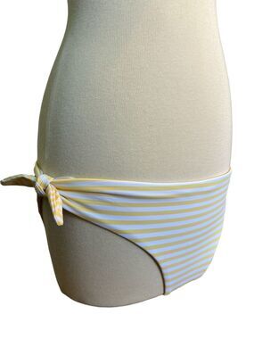 L Gianni Bini Yellow Striped Bikini Bottom Bow Sides High Cut